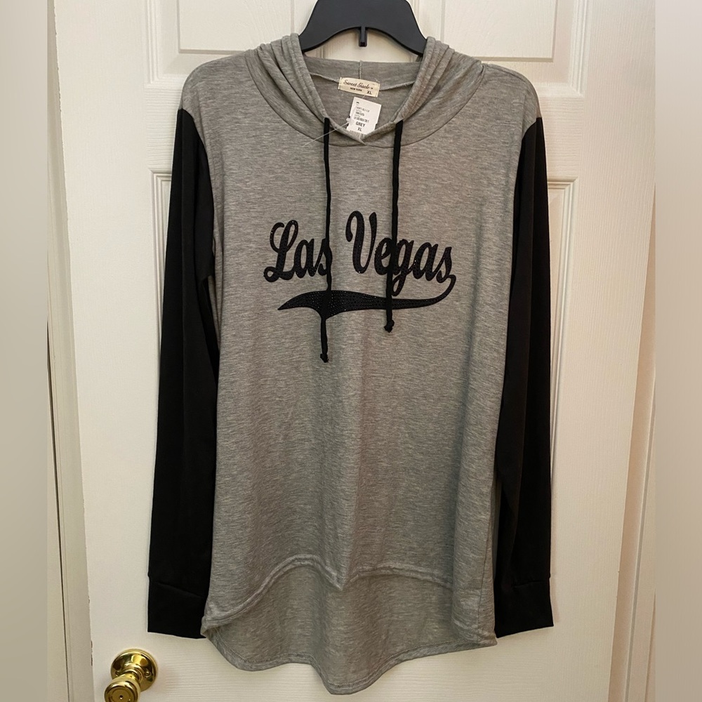 NWT Sweet Gisele New York Womens Las Vegas Lightweight Raglan Hoodie Size XL